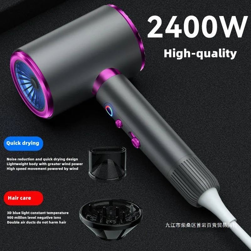 High-Speed Professional Hair Dryer 2400W – Hot & Cold Air, Blue Light Technology, Low Noise (AU/US/UK/EU)