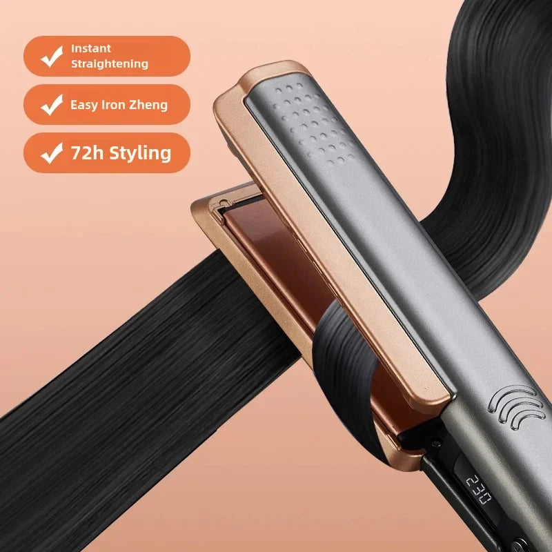 2-in-1 Professional Ceramic Hair Straightener & Curling Iron – LCD Display, Wide Plates, Adjustable Temperature